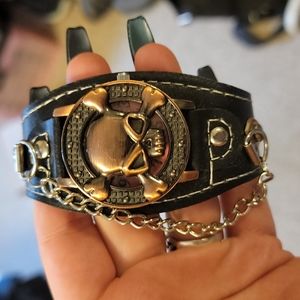 Skull Watch, Spring Clasp Face. New.